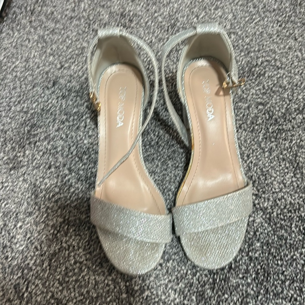 Silver sparkle heels